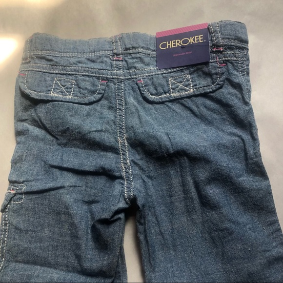 ❤️3 for $20 NWT Cherokee Blue Cotton Pants Size 4T Adjustable Waist - Picture 4 of 4
